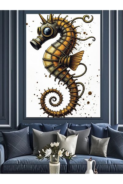 Tablomega Seahorse Decorative Canvas - Mdf Wooden Painting