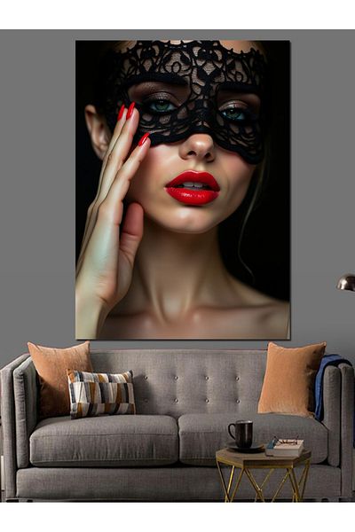 Tablomega Masked Woman Decorative Canvas - Mdf Wooden Painting