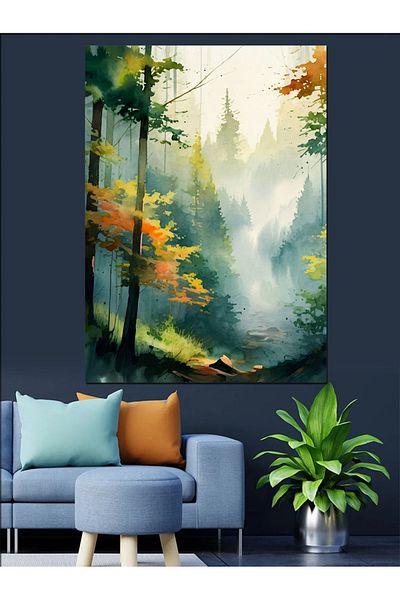 Tablomega Forest Landscape Decorative Canvas - Mdf Wooden Painting