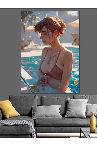 Tablomega Decorative Canvas by the Pool - Mdf Wooden Painting
