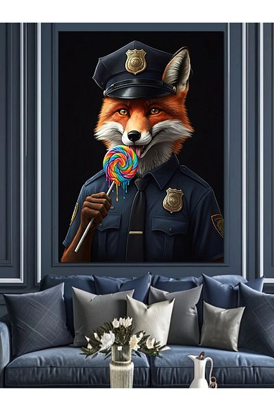Tablomega Fox with Lollipop Decorative Canvas - Mdf Wooden Table