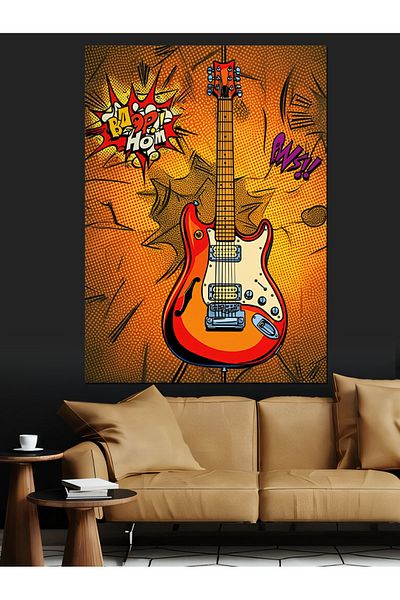 Tablomega Colorful Guitar Poster Decorative Canvas - Mdf Wooden Painting
