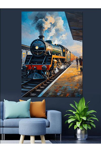 Tablomega Railway Station Decorative Canvas - Mdf Wooden Painting