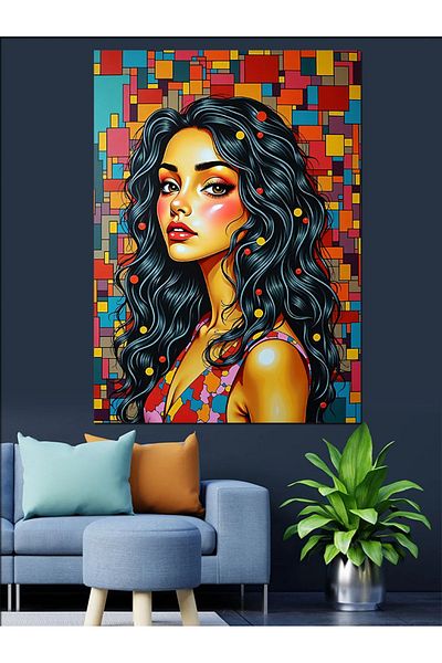 Tablomega Pictură Decorativă Portret Femeie Colorată - Lemn MDF