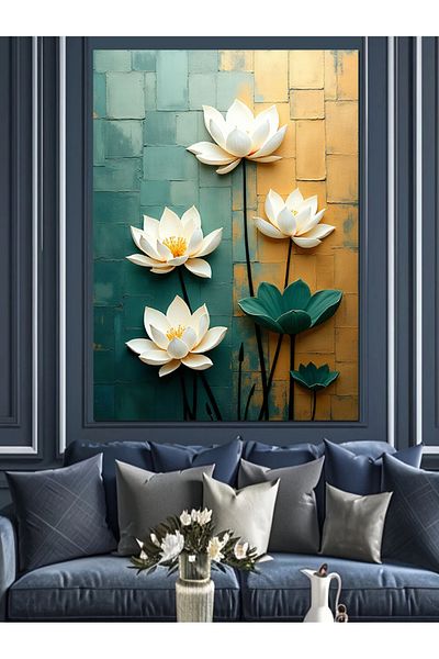 Tablomega Yellow Tulip Bouquet Decorative Canvas - Mdf Wooden Painting