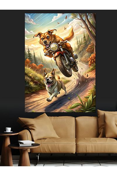 Tablomega Motorcycle Driving Decorative Canvas - Mdf Wooden Painting