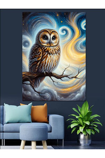 Tablomega Colorful Owl Decorative Canvas - Mdf Wooden Painting
