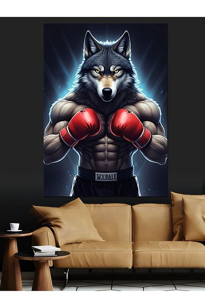 Tablomega Boxer Wolf Pânză Decorativă - Lemn MDF