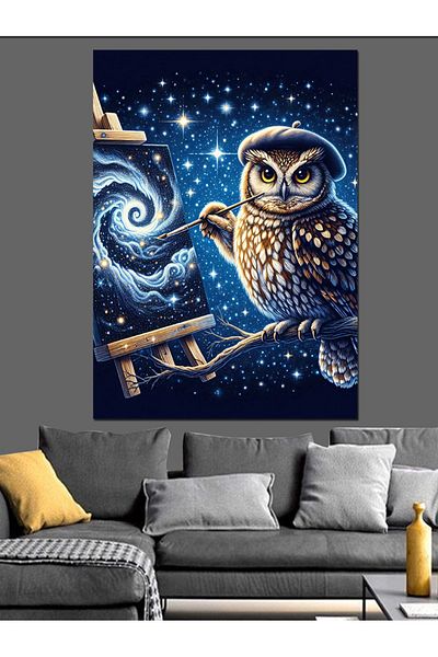 Tablomega Astral Owl Decorative Canvas - Mdf Wooden Painting