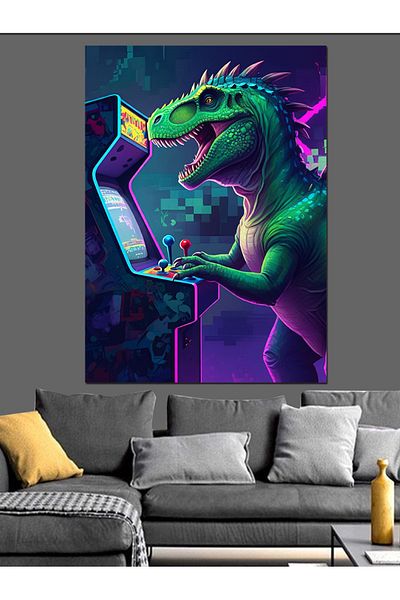 Tablomega Game Machine Dinosaur Decorative Canvas - Mdf Wooden Table