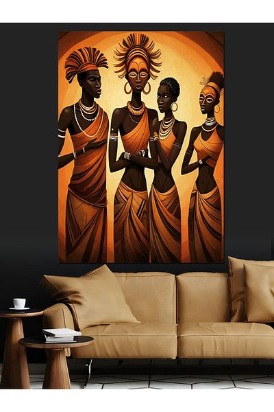 Tablomega African Cultural Dancers Decorative Canvas - Mdf Wood Painting