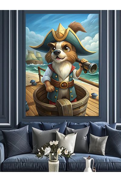 Tablomega Pirate Dog Decorative Canvas - Mdf Wooden Table