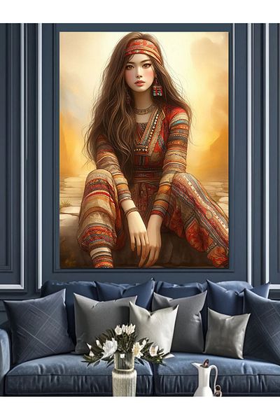 Tablomega Woman Wearing a Red Dress Decorative Canvas - Mdf Wooden Painting