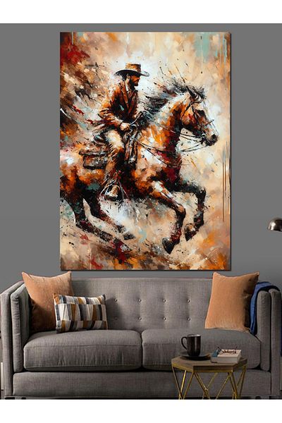 Tablomega Horse Cowboy Decorative Canvas - Mdf Wood Art Print