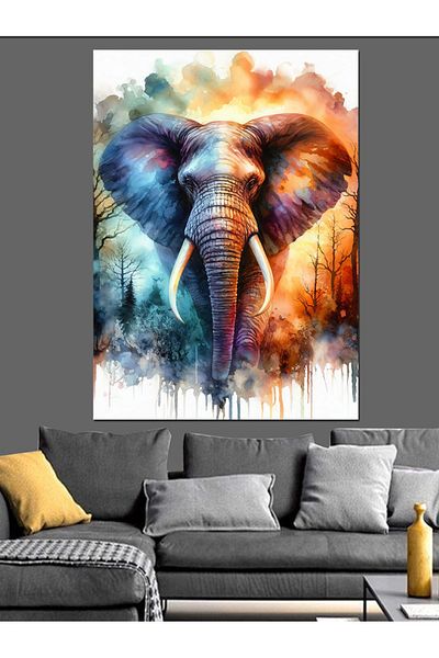 Tablomega Pânză decorativă elefant colorat - Lemn MDF