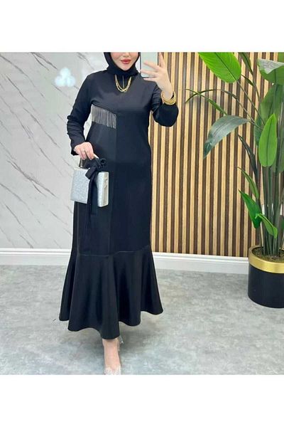 YEDİLALE WOMEN'S LEATHER DETAILED FLASH DRESS