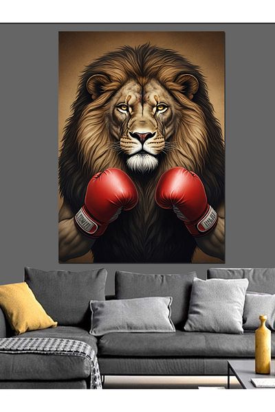 Tablomega Boxer Lion Decorative Canvas - Mdf Wooden Painting