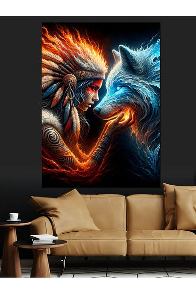Tablomega Wolf and Chef Decorative Canvas - Mdf Wooden Painting