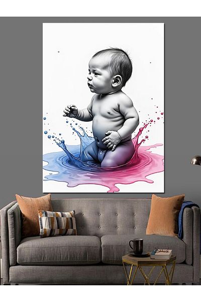 Tablomega Watercolor Baby Decorative Canvas - Mdf Wooden Painting