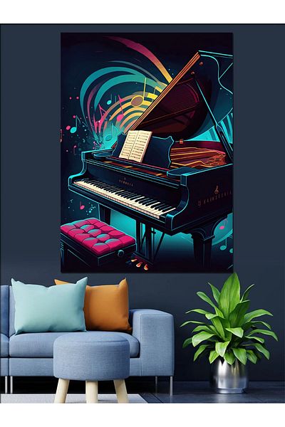 Tablomega Colorful Piano Performance Decorative Canvas - Mdf Wooden Painting