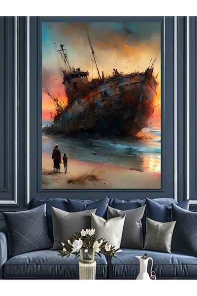 Tablomega Canvas Decorativ Încărcat Navă Seargled - Lemn MDF