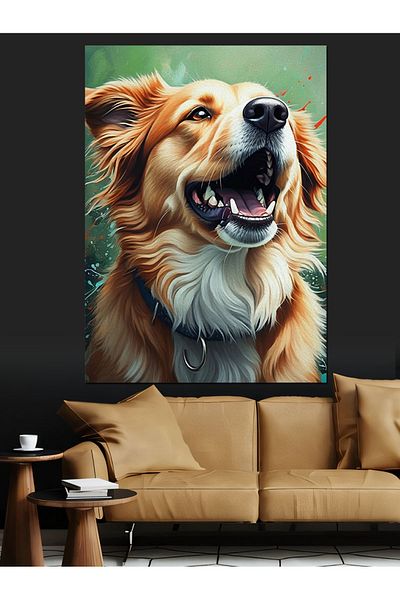 Tablomega Laughing Dog Decorative Canvas - Mdf Wooden Painting