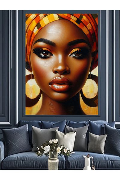 Tablomega African Woman Portrait Decorative Canvas - Mdf Wooden Painting