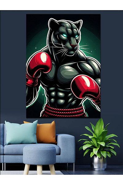 Tablomega Boxer Black Panther Decorative Canvas - Mdf Wooden Painting