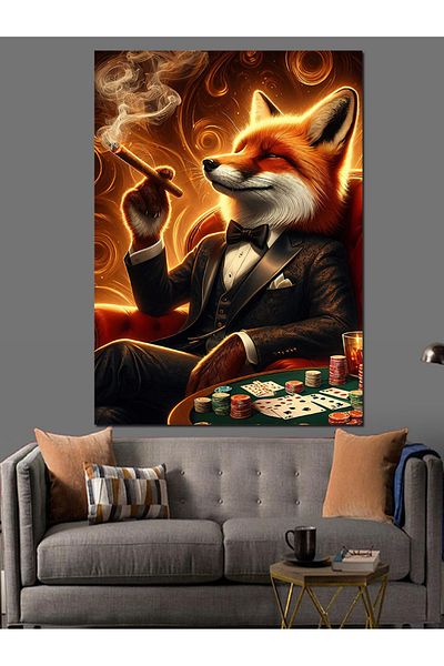 Tablomega Pânză decorativă Fox Smoking - Lemn MDF