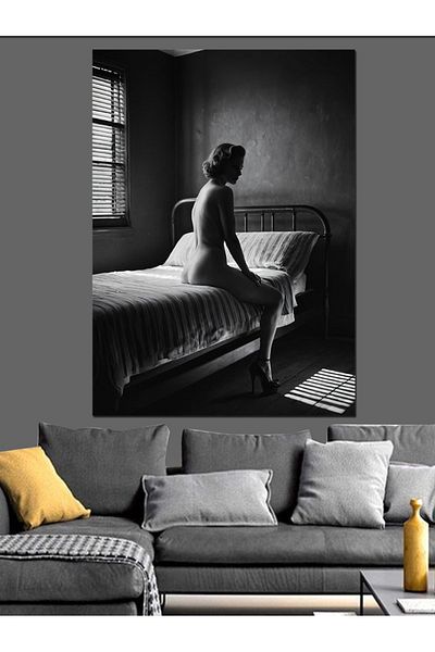 Tablomega Woman on Bed Decorative Canvas - Mdf Wooden Painting