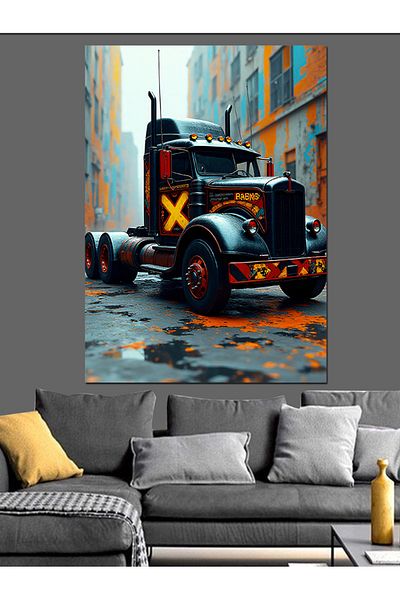 Tablomega Truck in the Dark Decorative Canvas - Mdf Wooden Painting