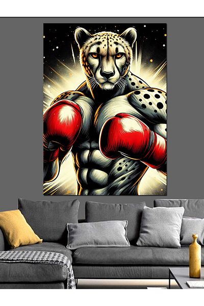 Tablomega Armored Boxer Cheetah Decorative Canvas - Mdf Wooden Painting