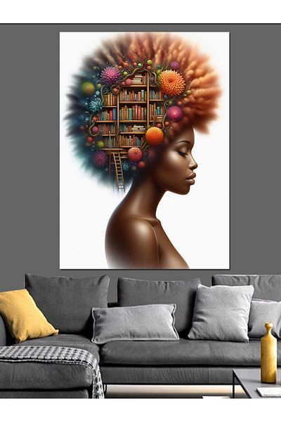 Tablomega Pânză decorativă pentru păr de femeie colorată - Lemn MDF
