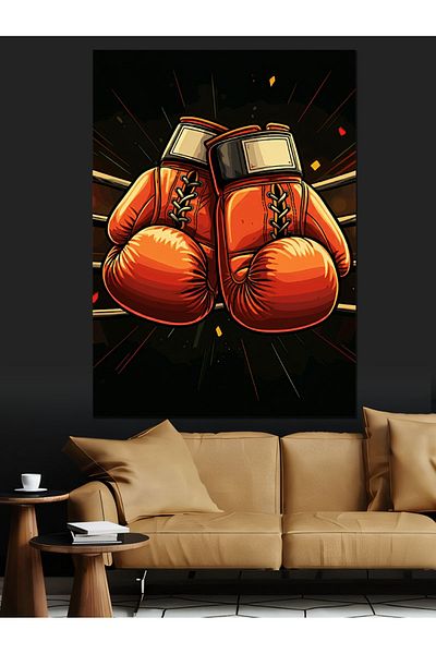Tablomega Boxing Gloves Decorative Canvas - Mdf Wood Painting