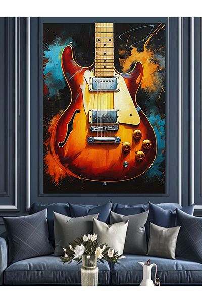 Tablomega Colorful Electric Guitar Decorative Canvas - Mdf Wooden Painting