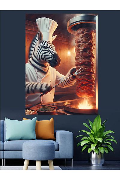 Tablomega Rotary Master Zebra Decorative Canvas - Mdf Wooden Painting