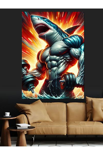 Tablomega Boxer Shark Decorative Canvas - Mdf Wooden Painting