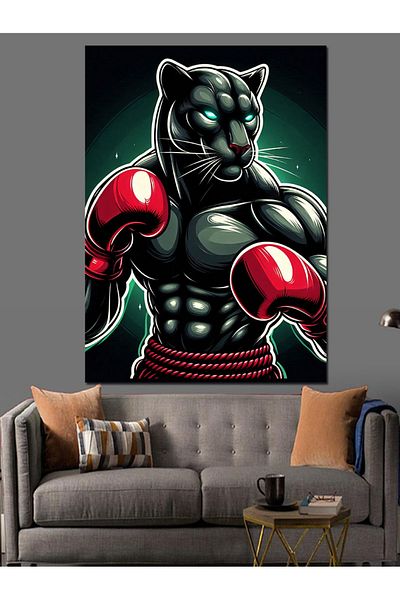 Tablomega Boxer Black Panther Decorative Canvas - Mdf Wooden Painting