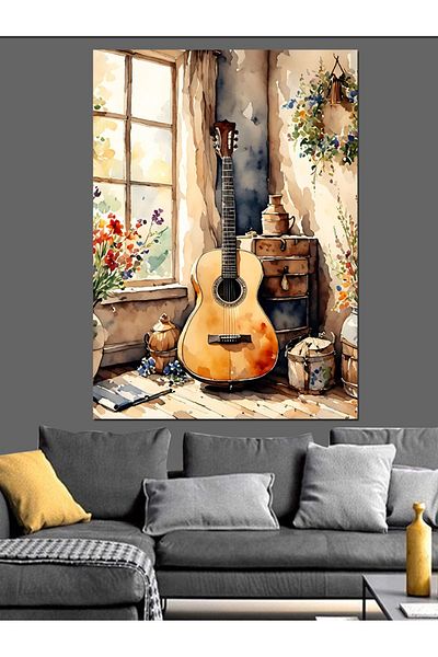 Tablomega Canvas Decorativ pentru Chitară pe Marginea Ferestrei - Lemn MDF