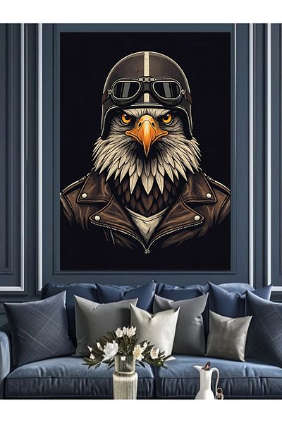 Tablomega Pilot Eagle Decorative Canvas - Mdf Wooden Painting