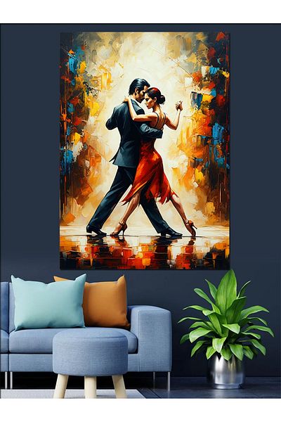 Tablomega Dancing Couple Decorative Canvas - Mdf Wooden Table
