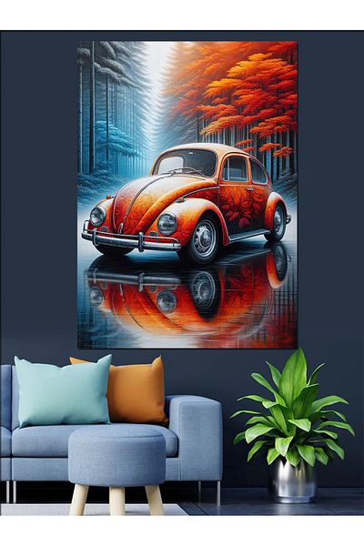 Tablomega Pânză Decorativă Vosvos Roșie - Lemn MDF