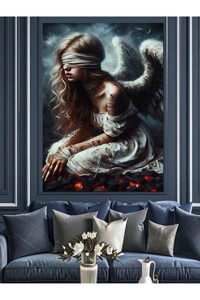 Tablomega Blindfolded Angel Decorative Canvas - Mdf Wooden Painting