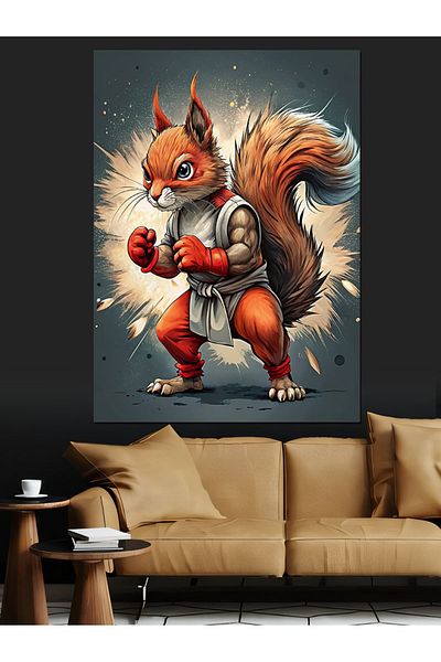 Tablomega Boxer Squirrel Decorative Canvas - Mdf Wooden Painting