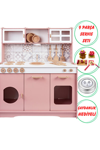 HOBBY HOUSE Ahşap Oyuncak Çocuk Mutfak Çaydanlık ve Led Hediyeli