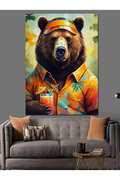 Tablomega Hawaiian Shirt Bear Decorative Canvas - Mdf Wooden Painting