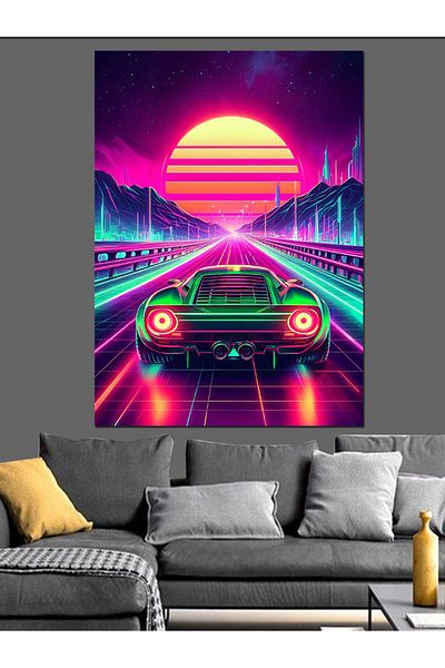 Tablomega Pânză decorativă Neon Night Race - Lemn MDF