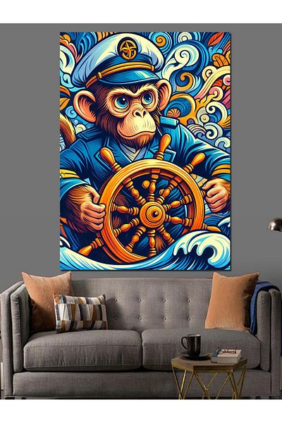 Tablomega Captain Monkey Decorative Canvas - Mdf Wooden Table