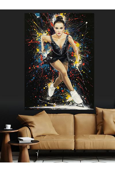 Tablomega Ice Skater Decorative Canvas - Mdf Wooden Table