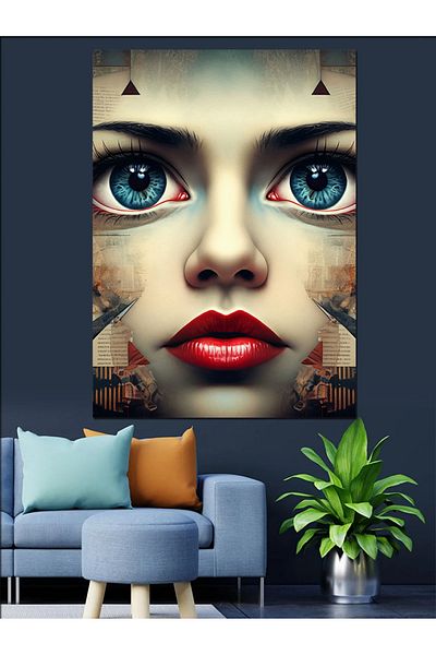 Tablomega Pânză decorativă pentru femei cu ochi colorați - Lemn MDF